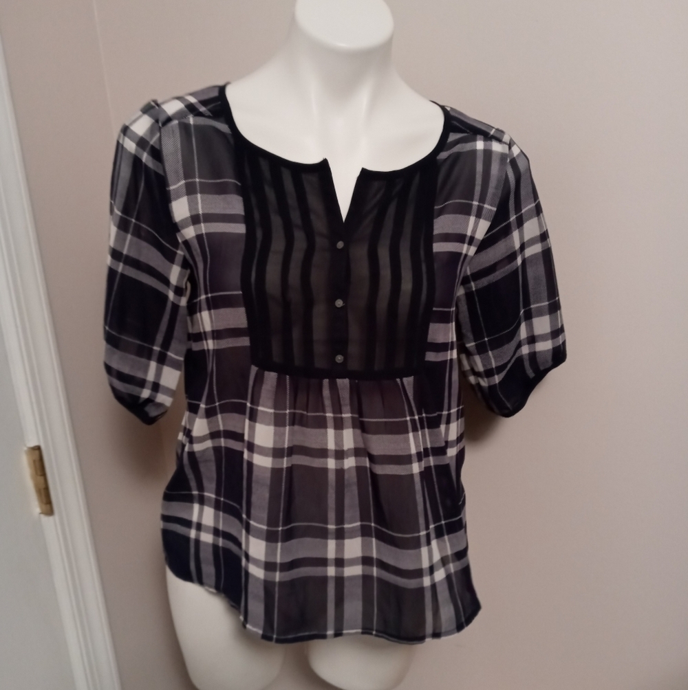 Abercrombie semi sheer navy top